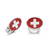 Sterling Silver Enamel Swiss Flag Cufflinks