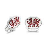 Sterling Silver Red Welsh Dragon Cufflinks