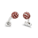 Sterling Silver Brown Enamel Football Cufflinks