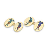 18ct Yellow Gold Hand-Painted Golfer Cufflinks