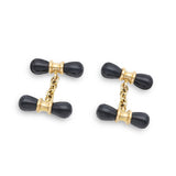 9ct Yellow Gold Onyx Dumbbell Cufflinks