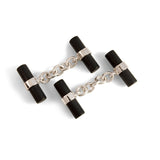 18ct White Gold Onyx Tube Cufflinks