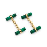 18ct Yellow Gold Malachite Chain Link Cufflinks