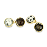 18ct Yellow Gold Hand-Painted Rock Crystal Bear Cufflinks