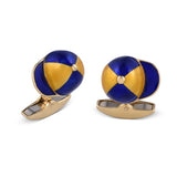 18ct Yellow Gold Blue And Clear Enamel Jockey Cap Cufflinks