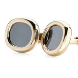 9ct Yellow Gold Cushion Shape Haematite Cufflinks.