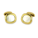 18ct Yellow Gold Cushion Shape Cufflinks With White Mother-of-Pearl Inlay