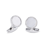 18ct White Gold Hobnail Pattern Cufflinks With Diamonds