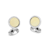 Sterling Silver and 18ct Gold Hobnail Cufflinks With Diamond Boarder