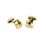 18ct Yellow Gold Square Knot Cufflinks With Sapphire Centre