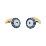 18ct Yellow Gold Royal Blue Enamel And Sapphire Cufflinks