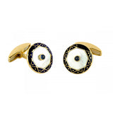 18ct Yellow Gold Mother-of-Pearl and Sapphire Cufflinks