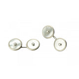 18ct White Gold Mother-of-Pearl Cufflinks with Diamond Centre