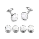 Sterling Silver Round Mother Of Pearl Dress Set