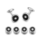 Sterling Silver Onyx Inlay Dress Set With Diamond Centre