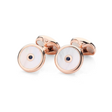 Sterling Silver Mother of Pearl And Sapphire Cufflinks In Rose Gold