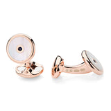 Sterling Silver Mother of Pearl And Sapphire Cufflinks In Rose Gold