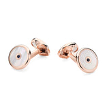 Sterling Silver Mother of Pearl And Sapphire Cufflinks In Rose Gold