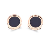 Sterling Silver Onyx Inlay Cufflinks In Rose Gold