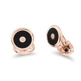 Sterling Silver Onyx Inlay Dress Set With Diamond Centre In Rose Gold