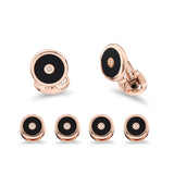 Sterling Silver Onyx Inlay Dress Set With Diamond Centre In Rose Gold