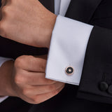 Sterling Silver Onyx Inlay Dress Set With Diamond Centre In Rose Gold