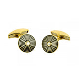 18ct Yellow Gold Cufflinks with Black Stripe and Diamond Centre