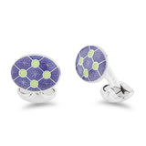 Sterling Silver Purple Enamel Cufflinks With Pale Green Dot Design