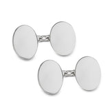 Sterling Silver Plain Oval Chain Link Cufflinks