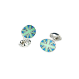 Sterling Silver Lime Green, Black and Blue Union Jack Cufflinks