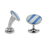 Sterling Silver Pale Silver Blue & Sky Blue Enamel Cufflinks