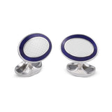 Sterling Silver Navy Blue Enamel Cufflinks