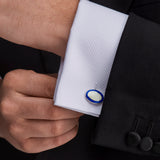 Sterling Silver Royal Blue & Clear Enamel Cufflinks