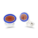 Sterling Silver Orange And Royal Blue Enamel Cufflinks