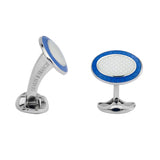 Sterling Silver Sky Blue & Clear Enamel Cufflinks
