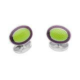 Sterling Silver Lilac and Lime Green Enamel Cufflinks