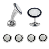 Sterling Silver Black and White Enamel Dress Stud Set