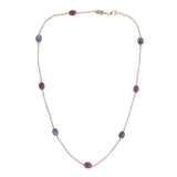 18ct Yellow Gold Diamond, Ruby and Sapphire Necklace