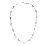 18ct White Gold Pink Tourmaline and Blue Topaz Necklace