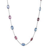 18ct White Gold Pink Tourmaline and Blue Topaz Necklace