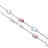 18ct White Gold Pink Tourmaline and Blue Topaz Necklace