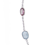 18ct White Gold Pink Tourmaline and Blue Topaz Necklace