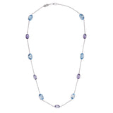 18ct White Gold Blue Topaz and Amethyst Necklace