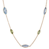 18ct Yellow Gold Blue Topaz And Peridot Spectacle Necklace