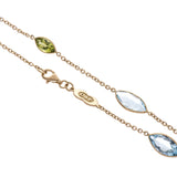 18ct Yellow Gold Blue Topaz And Peridot Spectacle Necklace