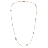 18ct Yellow Gold Blue Topaz and Fire Opal Necklace