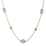 18ct Yellow Gold Blue Topaz and Fire Opal Necklace