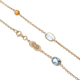 18ct Yellow Gold Blue Topaz and Fire Opal Necklace