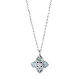 18ct White Gold Aquamarine And Diamond Cluster Pendant