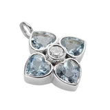 18ct White Gold Aquamarine And Diamond Cluster Pendant